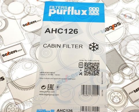 Фільтр салону Mercedes A-class (W168) (вугільний) (Purflux AHC126) AHC126 фото