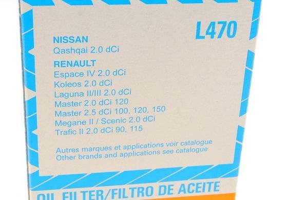 Фільтр масляний Renault Trafic 2.0dCi 06- (h=113 мм) (Purflux L470) L470 фото