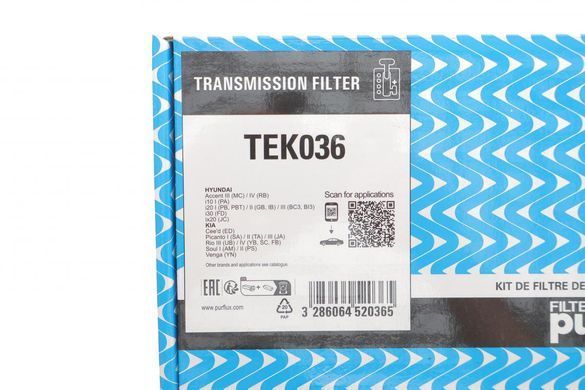 Фільтр АКПП Hyundai Accent III/Elantra/i10/i30/Kia Ceed/Picanto 1.1-2.0 04- (з прокладкою) (Purflux TEK036) TEK036 фото
