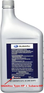 Трансмиссионное масло для Subaru IDEMITSU ATF TYPE-HP 0,946л 30040099-75000C020 фото