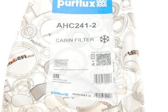 Фільтр салону Mercedes ML (W164) 3.0CDI (вугільний) (к-кт 2шт.) (Purflux AHC241-2) AHC241-2 фото