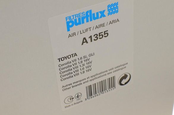 Фильтр воздушный Toyota Corolla 92-01 (Purflux A1355) A1355 фото