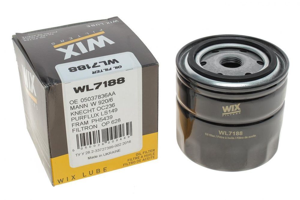 Фільтр масляний Chrysler Voyager 3.3 00-03 / Jeep Wrangler 4.0 06- (WIX WL7188) WIX WL7188 фото