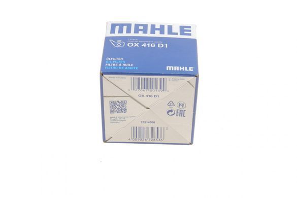 Фильтр масляный Toyota Rav4/Avensis/Land Cruiser 1.6i-2.8D 08- (MAHLE OX 416D1) MAHLE OX 416D1 фото