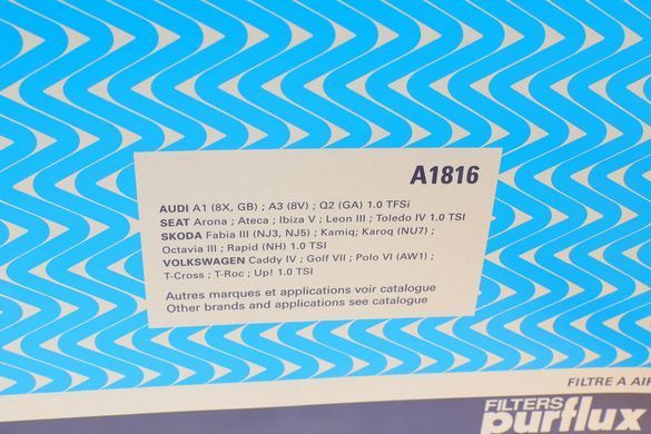 Фильтр воздушный Audi A3/Seat Leon/Skoda Fabia III/VW Polo 1.0TSI 14- (Purflux A1816) A1816 фото