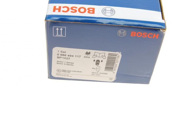 Колодки тормозные (передние) BMW 1 (E81/E87) 04-12/3 (E90-E93) 05-13/X1 (E84) 11-15 0 986 494 117 фото