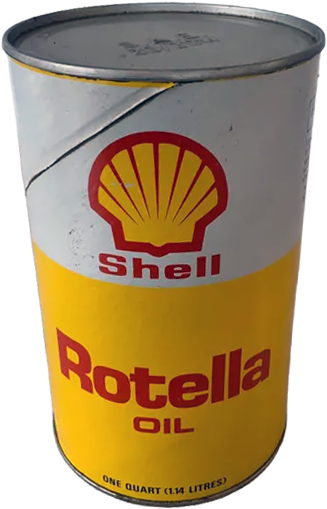 Композитна банка Shell Rotella: картонний циліндр із металевими денцем та кришкою